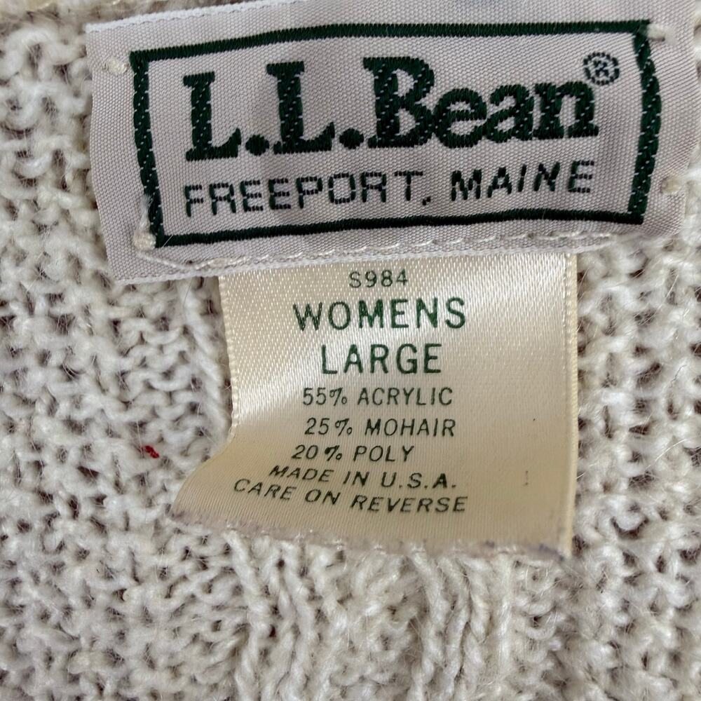 Vintage 90s L.L. Bean Mohair Blend Cardigan Sweater Women's Large Cream Ivory - Picture 5 of 5